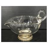 Glass with metal bottom small gravy boat