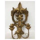 Wood ornate wall sconce