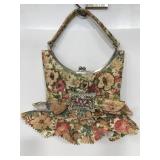 Floral beaded skirt like handbag