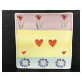 Hand decorated Ceramica square tray