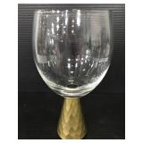 Gold painted geometric stem wine glass