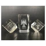 Three acrylic 3D picture cubes