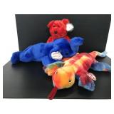 Three TY beanie baby stuffed animals