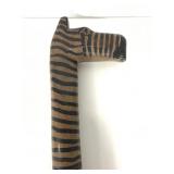 Hand carved African zebra wood walking stick