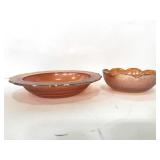 Two vintage Carnival glass dishes