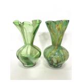 Two hand blown glass vases