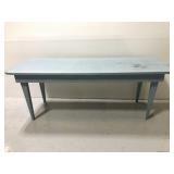 Blue painted wooden farm table