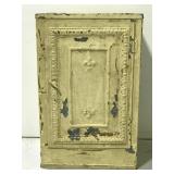 Vintage yellow painted metal bread box