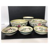 Vintage hand-painted large and small bowls