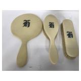 Engraved 3pc mirror and brush set