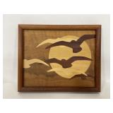 Creative Designs framed wood inlay seagulls art