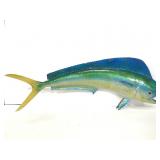Bright blue, green, & yellow taxidermied fish