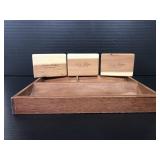 Desk tray with 3 Brooks Brothers wood blocks