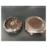 Two wood vase stands