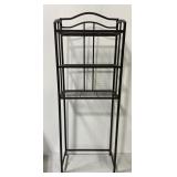 Tall dark metal bakers rack