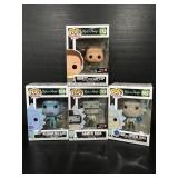 Four Funko Pop Rick & Morty figures in boxes