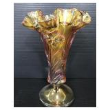 Fenton Ruffled rim marigold carnival glass vase