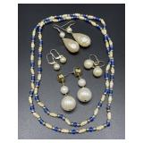 Fresh water Pearl necklaces & faux Pearl earrings