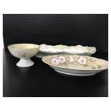 Three signed hand painted porcelain china