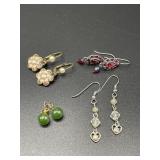 Four pair of dainty pierced earrings