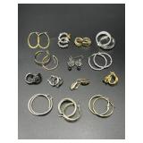 Collection of gold & silver tone fashion earrings