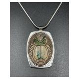 Whiting & Davis Co stone carved owl necklace