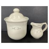 Pfaltzgraff USA grey ceramic canister & creamer