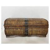 Woven wicker & wood chest w/ metal accent