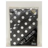 New round B&W polka dot vinyl tablecloth