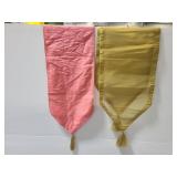 Coral and gold table runners