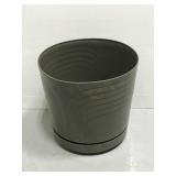 Garden scene Grey plastic planter