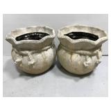 Pair of plaster outddoor planter