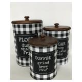Primitives By Kathy Buffalo plaid tin canisters