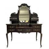 Antique ornate carved Baroque wood dressing table