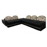 Custom 3-piece sectional sofa w/ wood trim