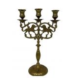 Vintage brass Chinese lion dog candelabra