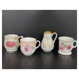 Lot of 4 vintage painted German mugs & shaker