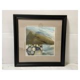 Large framed beach scene photo collage