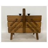 Vintage expandable wood sewing box kit