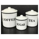 Three piece metal kitchen canister set