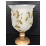Gold stemmed large goblet like candle holder