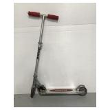 Silver and red razor scooter