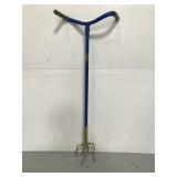 Metal gold and blue garden claw