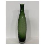 Tall etched green ombré glass vase