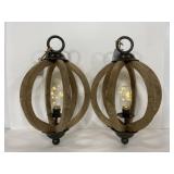 Rustic wood sphere fairy lantern bulb lights