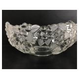 Textured flower glass bowl w/ frosted leaves