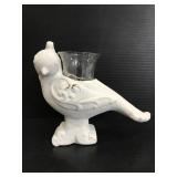 Painted ceramic bird candle holder