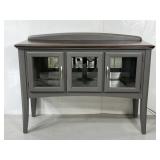 Lighted natural wood top buffet w/ glass doors