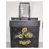 Black sunflower dresser with mirror
