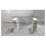 Vintage post-modern glass top dining table